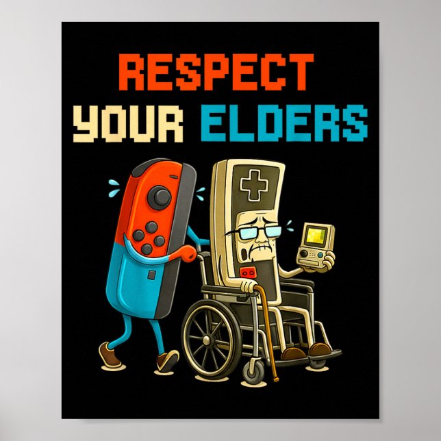 Affiche Respect Your Elders Retro Gaming Funny Gamer Contr (Devant)
