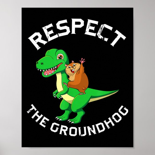 Affiche Respecte la marmotte chevauchant un dinosaure Jour (Devant)