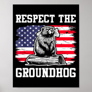 Affiche Respecter la marmotte Drapeau américain des États-