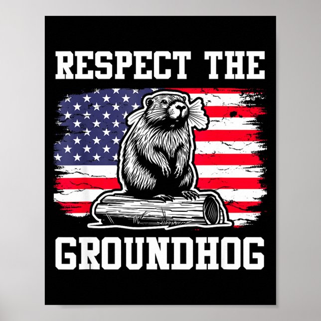 Affiche Respecter la marmotte Drapeau américain des États- (Devant)