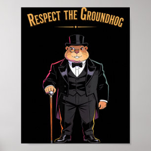 Affiche Respecter la marmotte drôle de woodchuck et de mar