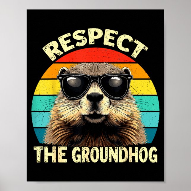 Affiche Respecter l'amant du groundhog vintage animal terr (Devant)
