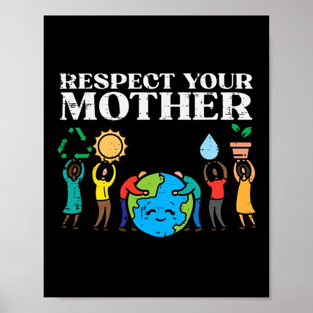 Affiche Respecter Mère Jour des terres Écologiste Hommes F (Devant)