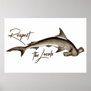 Affiche Respectez la citation amusante de requin marteau l