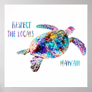 Affiche Respectez la citation de la tortue marine locale T