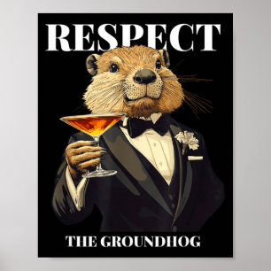 Affiche Respectez la marmotte drôle de marmotte en smoking