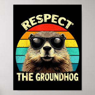 Affiche Respectez l'amant du groundhog vintage animal sol