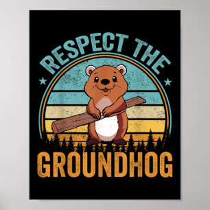 Affiche Respectez Le Drapeau De La Marmotte Usa Woodchuck