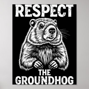 Affiche Respectez le jour de la marmotte vintage drôle