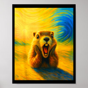 Affiche Respectez le marmotte drôle woodchuck mignon enfan