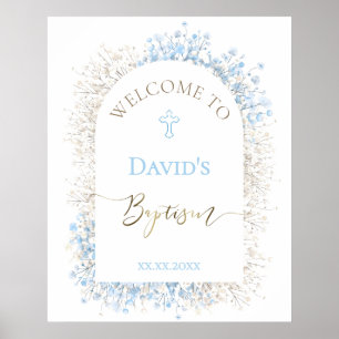 Affiche Respiration de bébé blanc bleu Bienvenue baptême