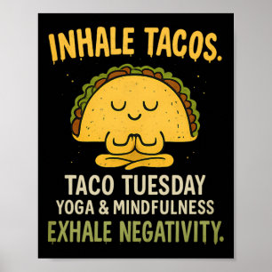 Affiche Respirez Tacos Yoga Pleine Conscience Taco Mardi D