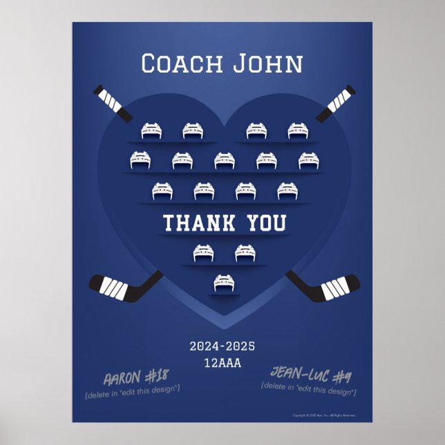 Affiche Responsable de l'entraîneur du Merci de hockey - s (Devant)