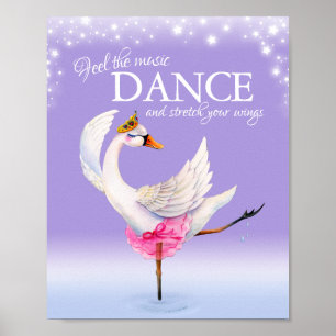 Affiche Ressentez la musique danser ballet cygne nurserie