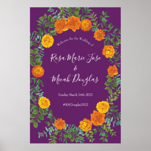 Affiche Ressort Rose orange violet Mariage