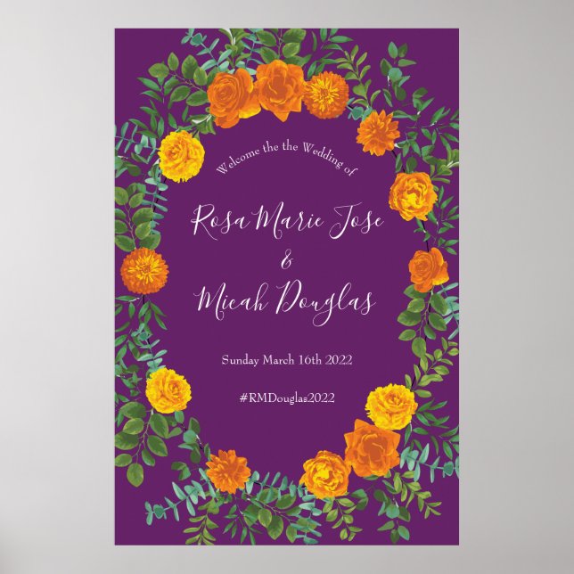 Affiche Ressort Rose orange violet Mariage (Devant)