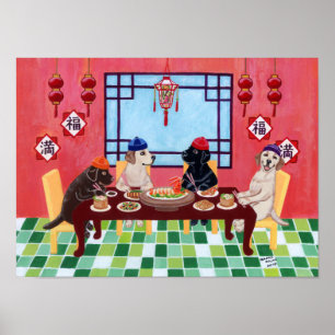 Affiche Restaurant Chinois Labradors Oeuvres d'art