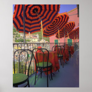 Affiche Restaurant dans la ville à flanc de colline de Ver