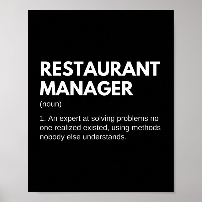 Affiche Restaurant Manager Funny Definition (Devant)