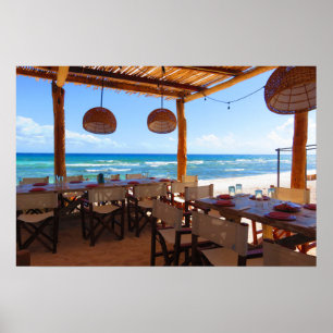 Affiche Restaurant près de la plage dans le Maya de la
