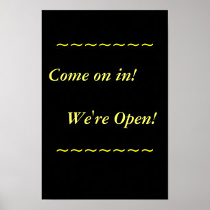 Affiche Restaurant Supplies, Open Sign, Black and Gold