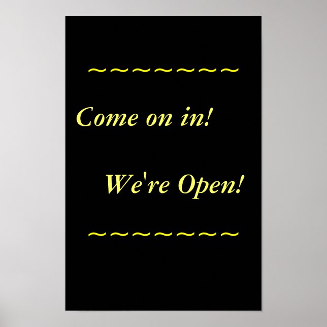 Affiche Restaurant Supplies, Open Sign, Black and Gold (Devant)