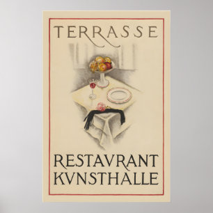 Affiche Restaurant Terrasse Kunsthalle Vintage Food&Drink