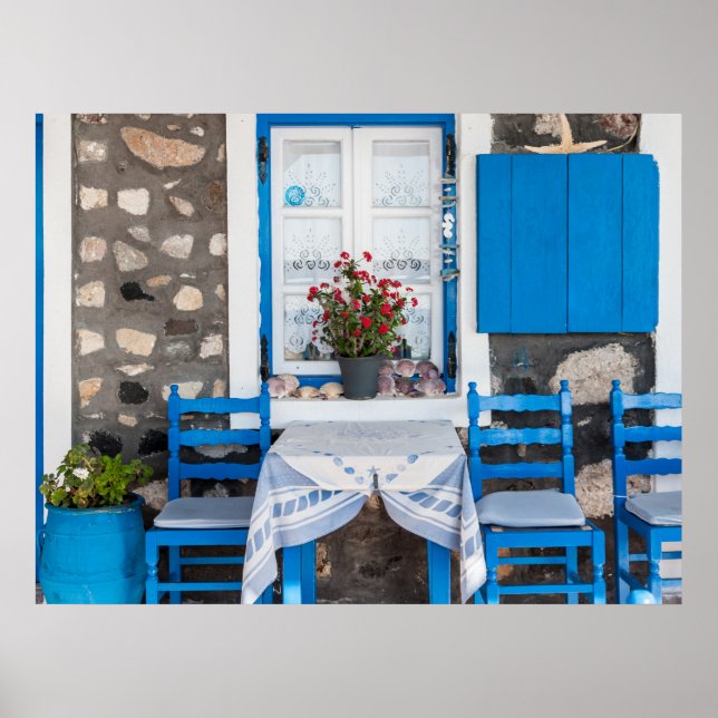 Affiche Restaurant traditionnel Oia Santorini Grèce (Devant)
