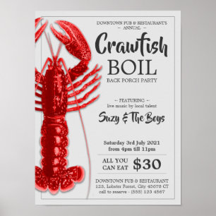 Affiche Restaurant vintage 4 juillet Crawfish Boy Party