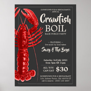 Affiche Restaurant vintage 4 juillet Crawfish Boy Party