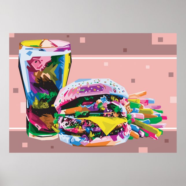 Affiche Restauration rapide burger pop art (Devant)