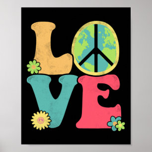 Affiche Restaurer Jour des terres Paix Signer Aimer Hippie