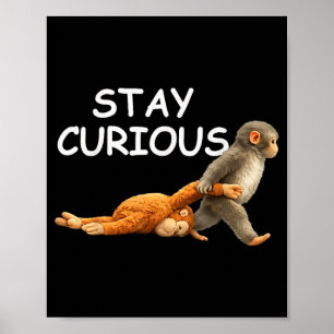 Affiche Reste curieux mignon singe lisant un livre poing s