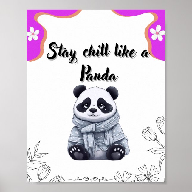 Affiche Restez au frais comme un panda - mignonette Kawaii (Devant)