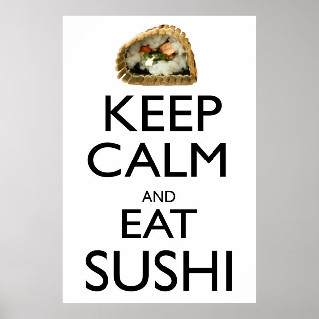 Affiche Restez calme et mangez du sushi (Devant)