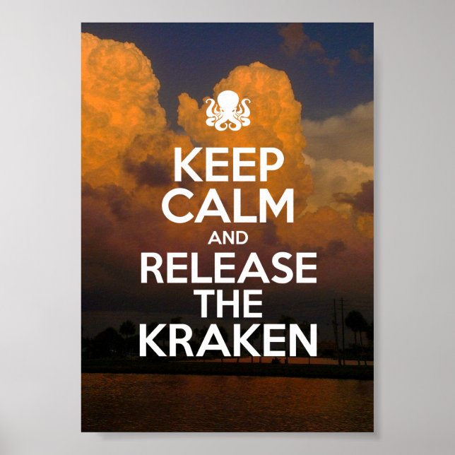 Affiche Restez calme et relâchez l'affiche Kraken (Devant)