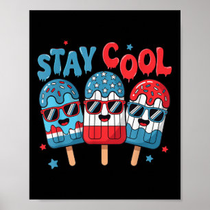 Affiche Restez Cool Popsicle 4 juillet American Flag Boys