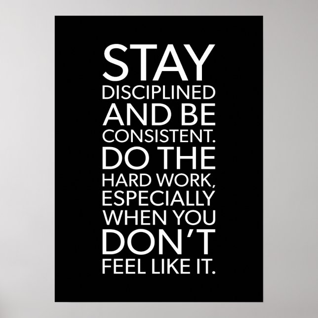 Affiche Restez discipliné et cohérent - Gym, Hustle (Devant)