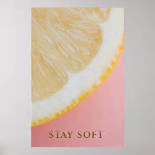Affiche Restez doux : Art minimaliste Citron et Rose paste