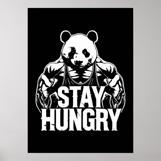 Affiche Restez Faim, Gym Panda, Bodybuilding Motivation (Devant)