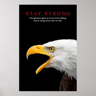 Affiche Restez fort Motivationnel de l'aigle chauve