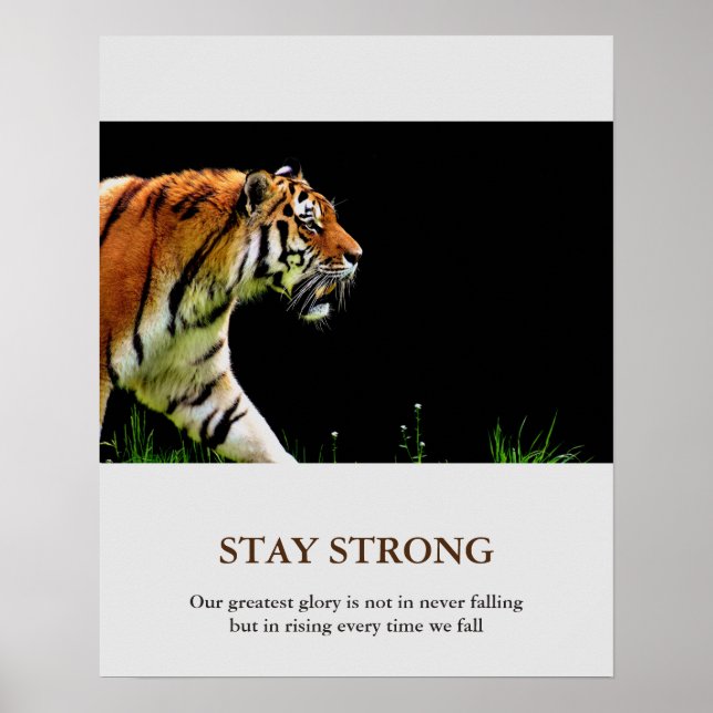 Affiche Restez fort Tigre Motivationnel Animal Artwork (Devant)
