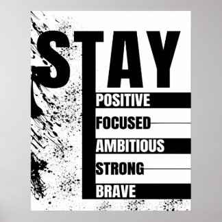Affiche Restez Positif Restez Concentré Citations Motivati