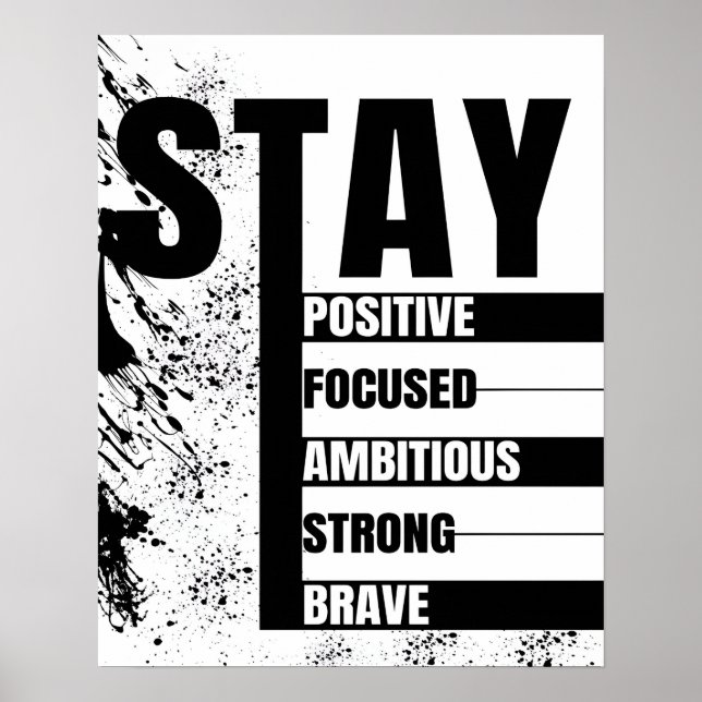 Affiche Restez Positif Restez Concentré Citations Motivati (Devant)