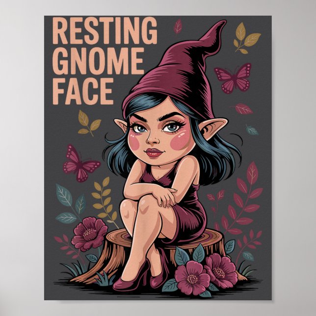 Affiche Resting Gnome Face Cute Funny Christmas Kawaii Car (Devant)
