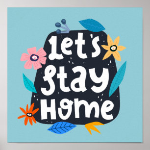 Affiche Restons à la maison Floral
