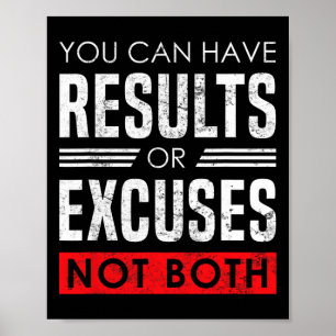 Affiche Résultats ou Excuses - Citation Motivante de Muscu