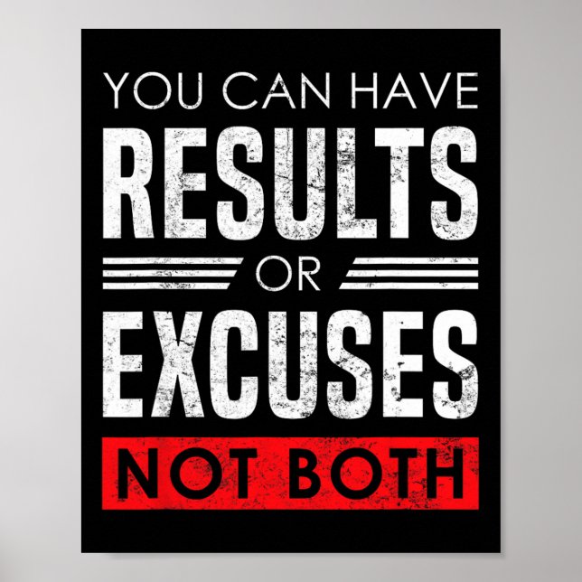 Affiche Results Or Excuses - Motivational Bodybuilding Quo (Devant)