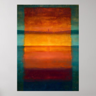 Affiche Résumé Zen Céleste Champ de Couleurs Abstrait Hori