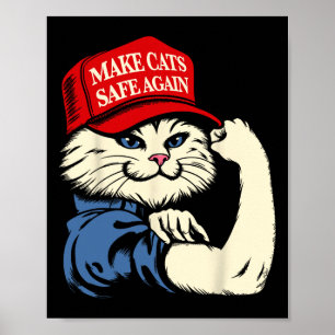 Affiche Rétablir la sécurité des chats Rouge Chats chapeau